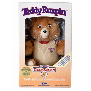 Vintage 1985 Teddy Ruxpin Worlds of Wonder Talking Bear with Box & Cassette Tape